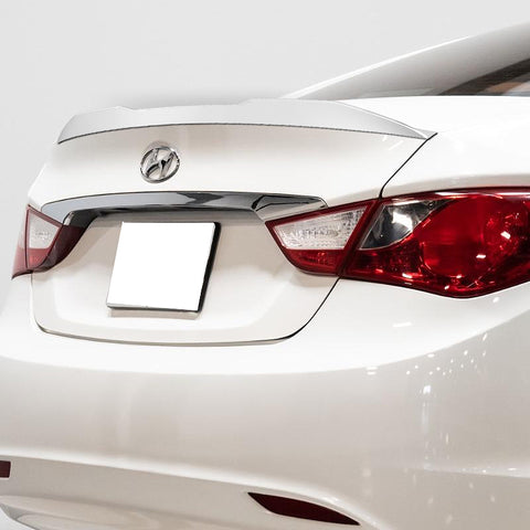 For 2011-2014 Hyundai Sonata STP-Style Painted White Front Bumper Spoiler Lip 3pcs + For 2011-2014 Hyundai Sonata W-Power Pearl White V-Style Trunk Lid Spoiler Wing