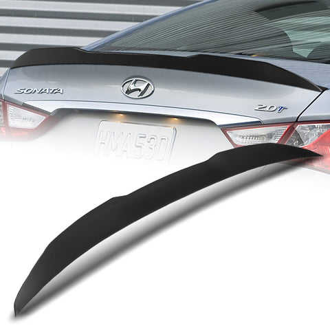For 2011-2014 Hyundai Sonata STP-Style Matt Black Front Bumper Body Spoiler Lip 3pcs + For 2011-2014 Hyundai Sonata W-Power Unpainted Black V-Style Trunk Spoiler Wing