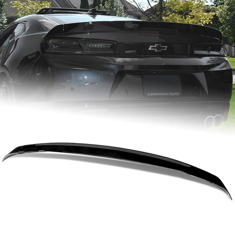 For 2016-2018 Chevy Camaro Painted Black ZL1 Style Front Bumper Body Kit Lip 3pcs + For 16-20 Chevy Camaro Factory Style 3-Piece Painted BLK ABS Rear Trunk Spoiler
