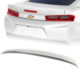 For 2016-2018 Chevy Camaro Painted White ZL1 Style Front Bumper Body Kit Lip 3pcs + For 16-20 Chevy Camaro Factory Sty 3-Piece Painted White ABS Rear Trunk Spoiler