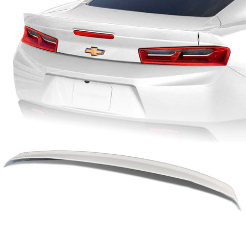 For 2016-2018 Chevy Camaro Painted White ZL1 Style Front Bumper Body Kit Lip 3pcs + For 16-20 Chevy Camaro Factory Sty 3-Piece Painted White ABS Rear Trunk Spoiler