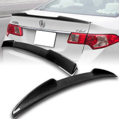 For 2009-2014 Acura TSX Sedan V-Style Carbon Fiber Duckbill Trunk Spoiler Wing  + For 2009-2014 Acura TSX V-Style Carbon Fiber Rear Window Roof Visor Spoiler Wing