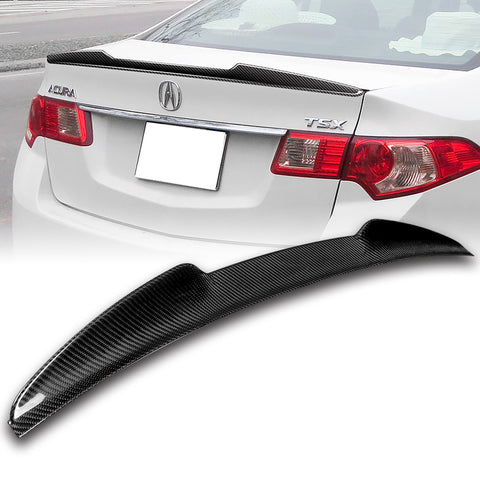For 2009-2014 Acura TSX Sedan V-Style Carbon Fiber Duckbill Trunk Spoiler Wing  + For 2009-2014 Acura TSX V-Style Carbon Fiber Rear Window Roof Visor Spoiler Wing