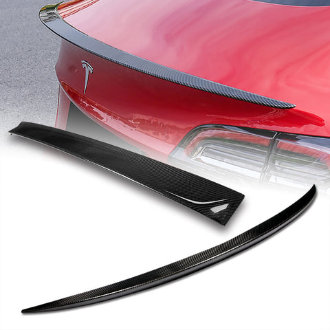 For 2017-2023 Tesla Model-3 OE-Style Real Carbon Fiber Rear Trunk Spoiler Wing + For 2017-2023 Tesla Model 3 Carbon Fiber Rear Roof Window Visor Spoiler Wing