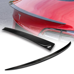 For 2017-2023 Tesla Model-3 OE-Style Real Carbon Fiber Rear Trunk Spoiler Wing + For 2017-2023 Tesla Model 3 Carbon Fiber Rear Roof Window Visor Spoiler Wing