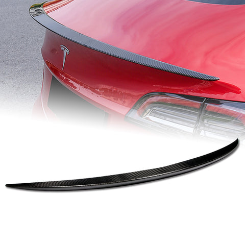 For 2017-2023 Tesla Model-3 OE-Style Real Carbon Fiber Rear Trunk Spoiler Wing + For 2017-2023 Tesla Model 3 Carbon Fiber Rear Roof Window Visor Spoiler Wing