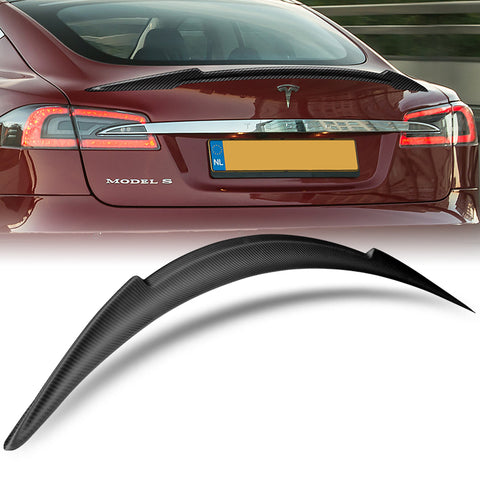 For 2012-2024 Tesla Model S V-Style Matt Carbon Fiber Rear Trunk Spoiler Wing