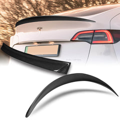For 2020-2024 Tesla Model Y OE-Style Real Carbon Fiber Rear Trunk Spoiler Wing + For 2020-2024 Tesla Model Y Carbon Fiber Rear Roof Window Visor Spoiler Wing