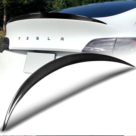 For 2020-2024 Tesla Model Y OE-Style Real Carbon Fiber Rear Trunk Spoiler Wing + For 2020-2024 Tesla Model Y Carbon Fiber Rear Roof Window Visor Spoiler Wing