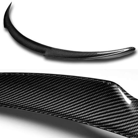 For 2020-2024 Tesla Model Y Real Carbon Fiber V-Style Trunk Lid Spoiler Wing + For 2020-2024 Tesla Model Y Carbon Fiber Rear Roof Window Visor Spoiler Wing
