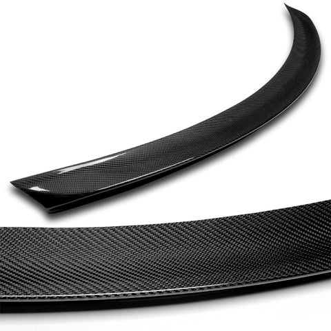 For 2016-2020 Tesla Model S Real Carbon Fiber Front Bumper Splitter Spoiler Lip  3pcs + For 2012-2024 Tesla Model S OE-Style Real Carbon Fiber Trunk Lid Spoiler Wing