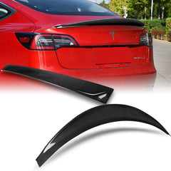 For 2017-2023 Tesla Model 3 Real Carbon Fiber Rear Trunk Duckbill Spoiler Wing + For 2017-2023 Tesla Model 3 Carbon Fiber Rear Roof Window Visor Spoiler Wing