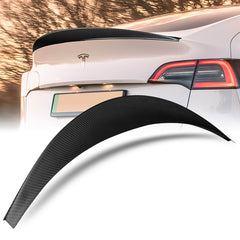 For 2020-2024 Tesla Model Y Matt Carbon Fiber VIP-Style Rear Trunk Spoiler Wing