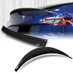 For 2020-2024 Tesla Model Y Real Carbon Fiber VIP-Style Trunk Lid Spoiler Wing + For 2020-2024 Tesla Model Y Carbon Fiber Rear Roof Window Visor Spoiler Wing