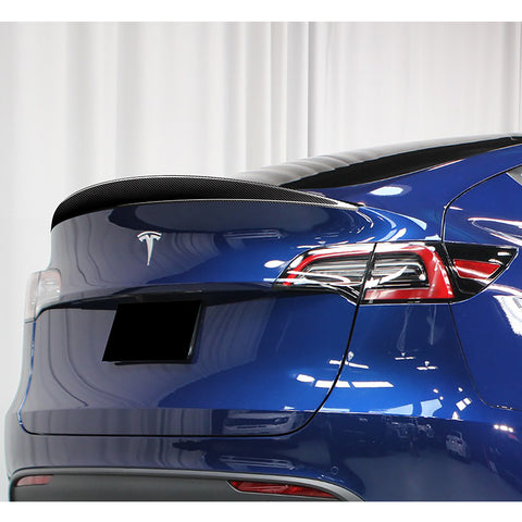 For 2020-2024 Tesla Model Y Real Carbon Fiber VIP-Style Trunk Lid Spoiler Wing + For 2020-2024 Tesla Model Y Carbon Fiber Rear Roof Window Visor Spoiler Wing