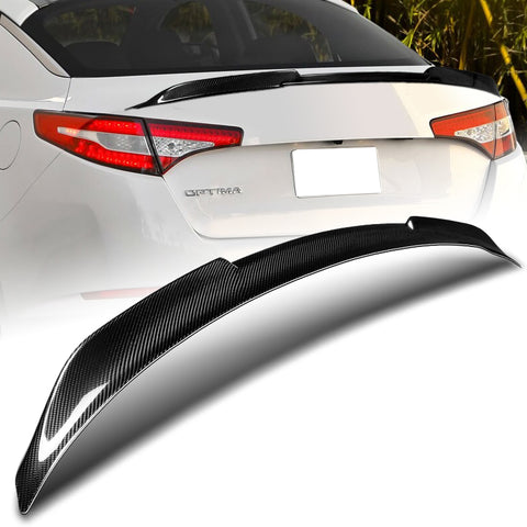 For 2011-2013 Kia Optima K5 V-Style Real Carbon Fiber Rear Trunk Spoiler Wing + For 2011-2015 Kia Optima K5 V-Style Carbon Fiber Rear Roof Window Spoiler Wing