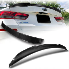 For 2016-2020 Kia Optima K5 V-Style Carbon Fiber Rear Trunk Lid Spoiler Wing + For 2016-2020 Kia Optima K5 V-Style Carbon Fiber Rear Roof Window Spoiler Wing