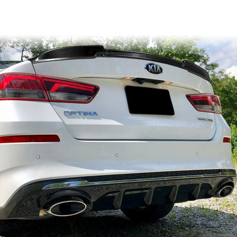 For 2016-2020 Kia Optima K5 V-Style Carbon Fiber Rear Trunk Lid Spoiler Wing + For 2016-2020 Kia Optima K5 V-Style Carbon Fiber Rear Roof Window Spoiler Wing