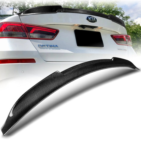 For 2016-2020 Kia Optima K5 V-Style Carbon Fiber Rear Trunk Lid Spoiler Wing + For 2016-2020 Kia Optima K5 V-Style Carbon Fiber Rear Roof Window Spoiler Wing