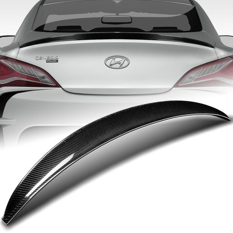 For 2010-2012 Hyundai Genesis Coupe Real Carbon Fiber Front Bumper Spoiler Lip 3pcs + For 2010-2016 Hyundai Genesis Coupe 2DR OE-Style Carbon Fiber Trunk Spoiler Wing + For 2010-2016 Hyundai Genesis Coupe Carbon Fiber Rear Roof Visor Window Spoiler