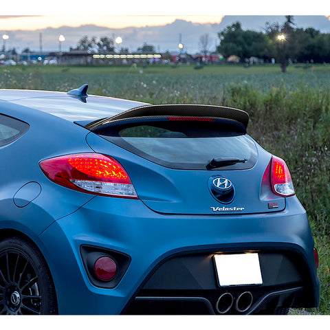 For 2013-2017 Hyundai Veloster Turbo Carbon Fiber Front Bumper Body Spoiler Lip 3pcs + For 2013-2017 Hyundai Veloster Turbo Carbon Fiber Rear Roof Lid Spoiler Wing