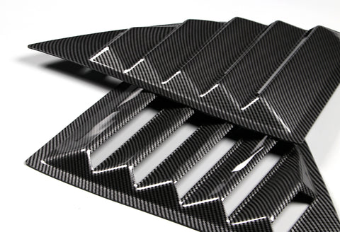 For 2008-23 Dodge Challenger W-Power Carbon Look Rear Roof Window Visor Spoiler + For 2008-2023 Dodge Challenger Carbon Style Side Window Louvers Scoop Cover Vent