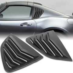For 2017-2024 Mazda MX-5 Miata Black Side Window Louvers Scoop Cover Vent 2pcs