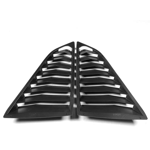 For 2014-2019 Chevrolet Corvette C7 ST-Style Matt Black Front Bumper Spoiler Lip 3pcs + For 2014-2019 Corvette C7 Black Side Window Louvers Scoop Sunshade Cover Vent