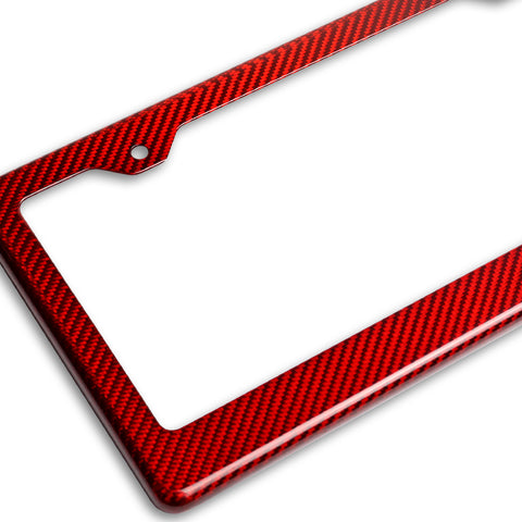 2 X Type-1 Real Red Carbon Fiber License Plate Holder Cover Frame Front + Rear