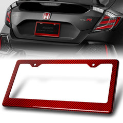 1 X Type-1 Real Red Carbon Fiber License Plate Holder Cover Frame Front & Rear