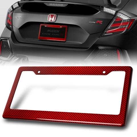 2 X Type-2 Real Red Carbon Fiber License Plate Holder Cover Frame Front or Rear