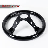 W-Power 330MM Black Galaxy Classic Wood 6-Hole Black 3-Spoke 13" Steering Wheel