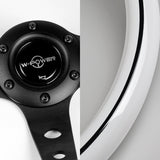 W-Power 330MM White Galaxy Classic Wood 6-Hole Black 3-Spoke 13" Steering Wheel