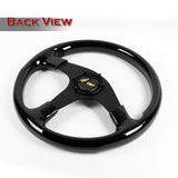 W-Power 350MM Black Galaxy Wood 6-Holes Matt Black Spoke 14-Inch Steering Wheel