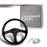 W-Power 350MM Black Galaxy Wood 6-Holes Matt Black Spoke 14-Inch Steering Wheel