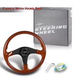 W-Power 350MM Brown Galaxy Wood 6-Holes Matt Black Spoke 14-Inch Steering Wheel