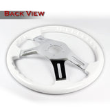 W-Power 406mm White Wood Grip 5-Hole Chrome 4-Spoke 16-Inch Steering Wheel +Horn