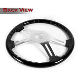 W-Power 457mm Black Wood Grip 5-Hole Chrome 4-Spoke 18-Inch Steering Wheel +Horn