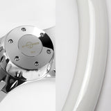 W-Power 457mm White Wood Grip 5-Hole Chrome 4-Spoke 18-Inch Steering Wheel +Horn