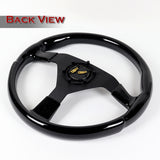 W-Power 14" Reinforced Black Galaxy Classic Wood Matt Black Spoke Steering Wheel