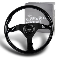 W-Power 14" Reinforced Black Galaxy Classic Wood Matt Black Spoke Steering Wheel