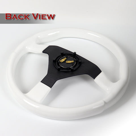 W-Power 14" Reinforced White Galaxy Classic Wood Matt Black Spoke Steering Wheel