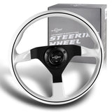 W-Power 14" Reinforced White Galaxy Classic Wood Matt Black Spoke Steering Wheel