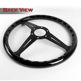 W-Power 14" Black Galaxy Colored Wood 6-Hole 3-Spoke Black Center Steering Wheel