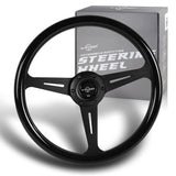 W-Power 14" Black Galaxy Colored Wood 6-Hole 3-Spoke Black Center Steering Wheel