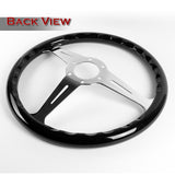 W-Power 14" Black Galaxy Colored Wood 6-Hole Spoke Chrome Center Steering Wheel