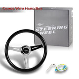 W-Power 14" Black Galaxy Colored Wood 6-Hole Spoke Chrome Center Steering Wheel