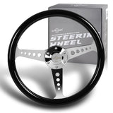 W-Power 350MM Black Galaxy Colored Wood 6-Hole Chrome Spoke 14" Steering Wheel