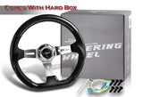 W-Power 13.5" Real Carbon Fiber Grip 6Hole Chrome 3-Spoke Vintage Steering Wheel