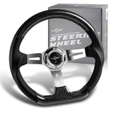 W-Power 13.5" Real Carbon Fiber Grip 6Hole Chrome 3-Spoke Vintage Steering Wheel